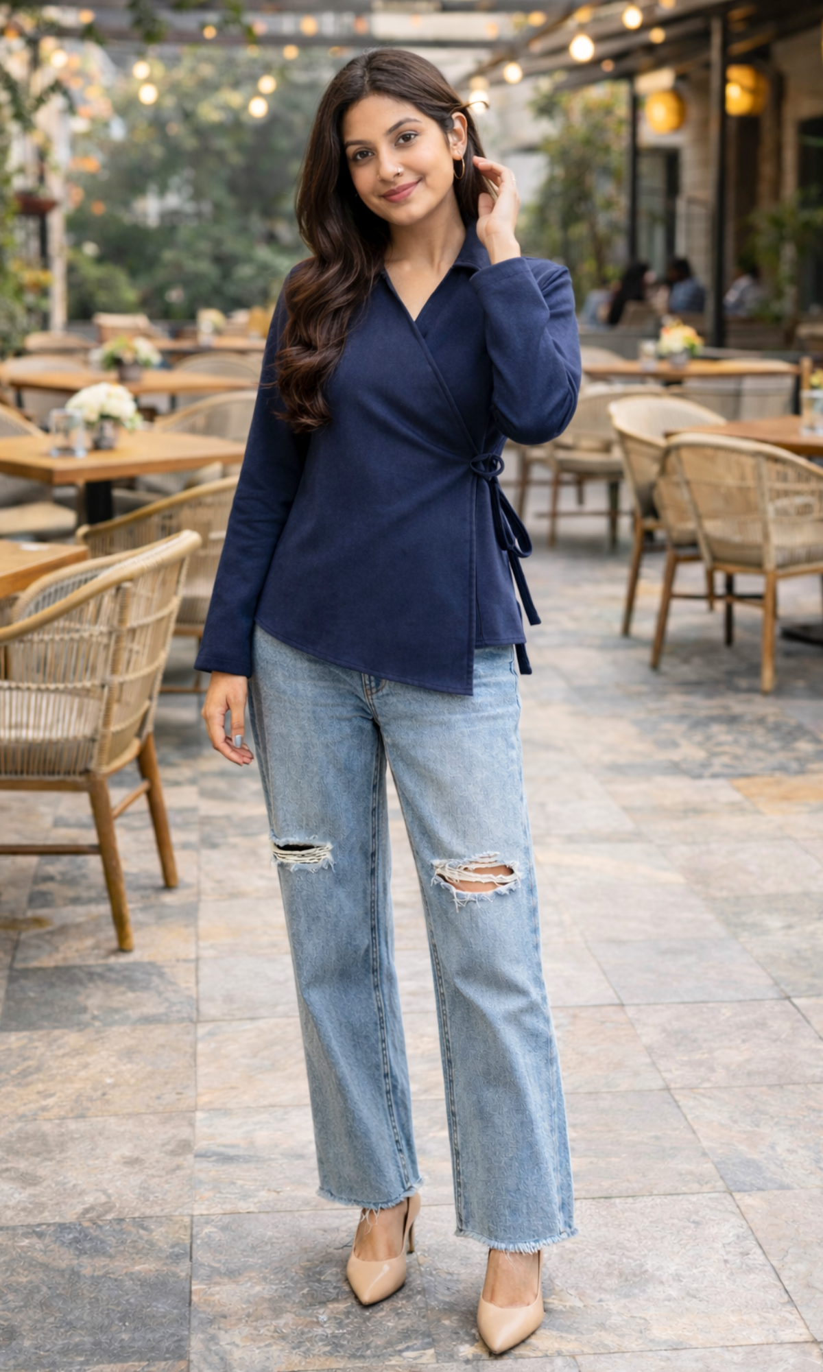 Blue Suede Kimono Top