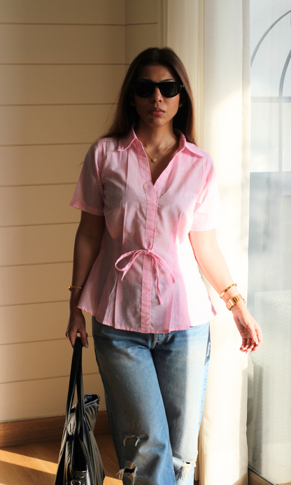 Pink Haze Tie Detail Top