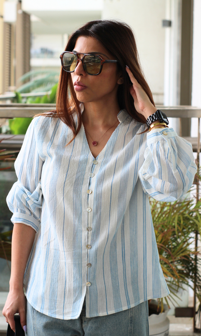 Sky Lined Buttoned Top