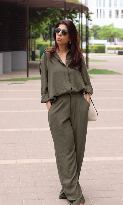 Charcoal Grey Relaxed Shirt & Pants Set