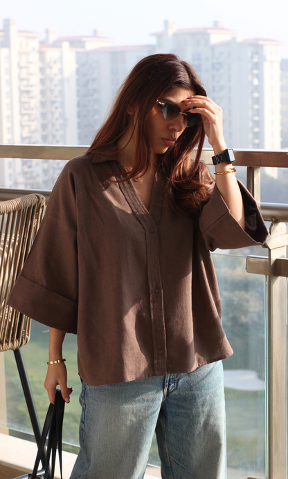Coffee Cotton Shirt