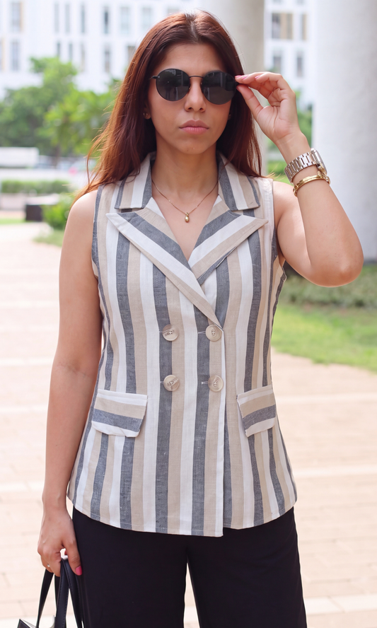 Striped Double-Breasted Waistcoat