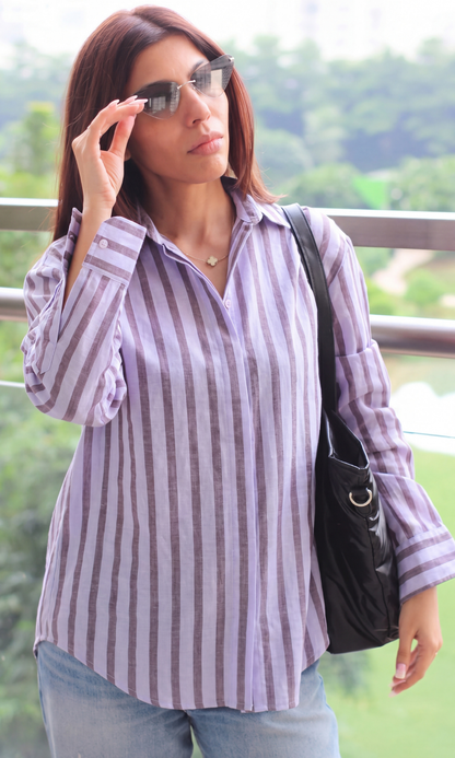 Purple Two-Tone Loose Shirt