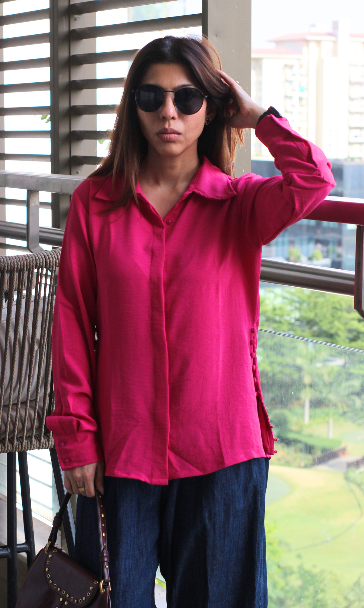 Pink Side-Buttoned Shirt