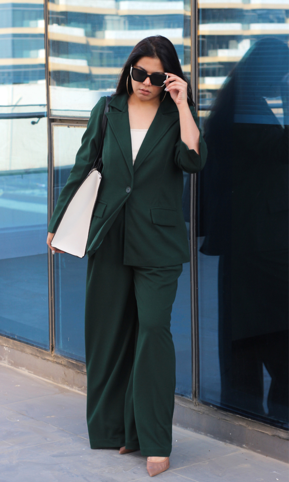 Sacramento Green Oversized Blazer with Korean Pants Co-ord