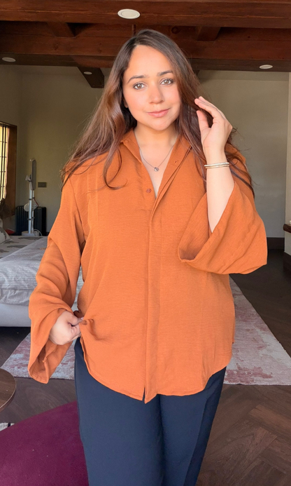 Rust Flared Sleeves Shirt