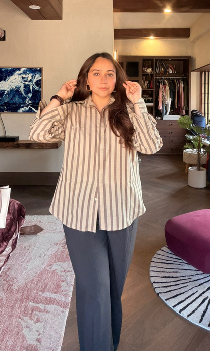 Taupe Smoke Striped Shirt