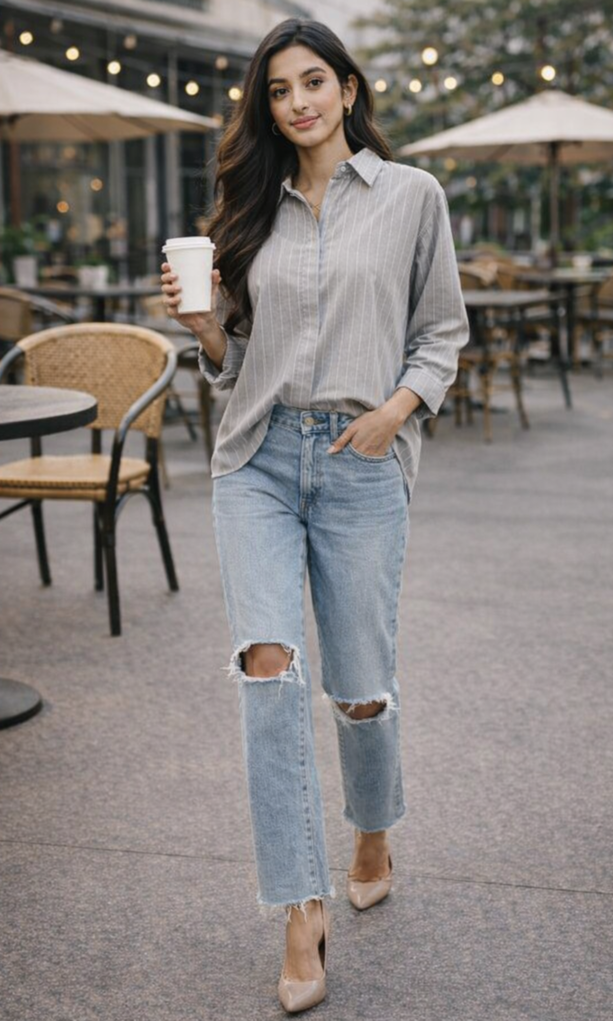 Sand Striped Cotton Shirt