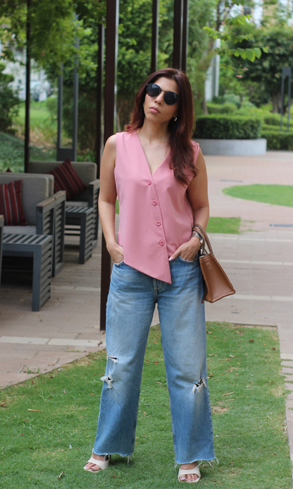 Puce Pink Side-Cut Waist Coat
