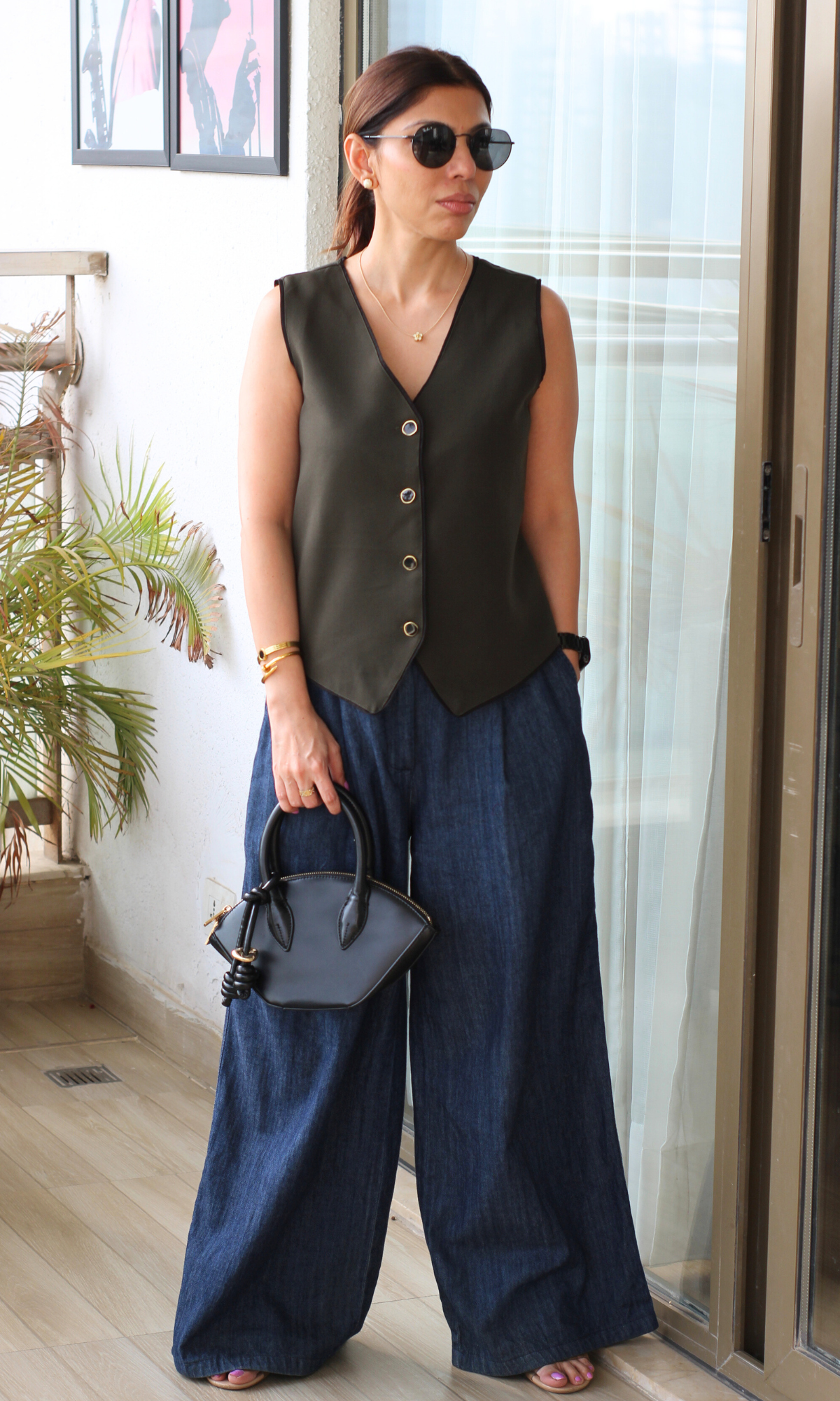 Olive Noir Piped Waist Coat