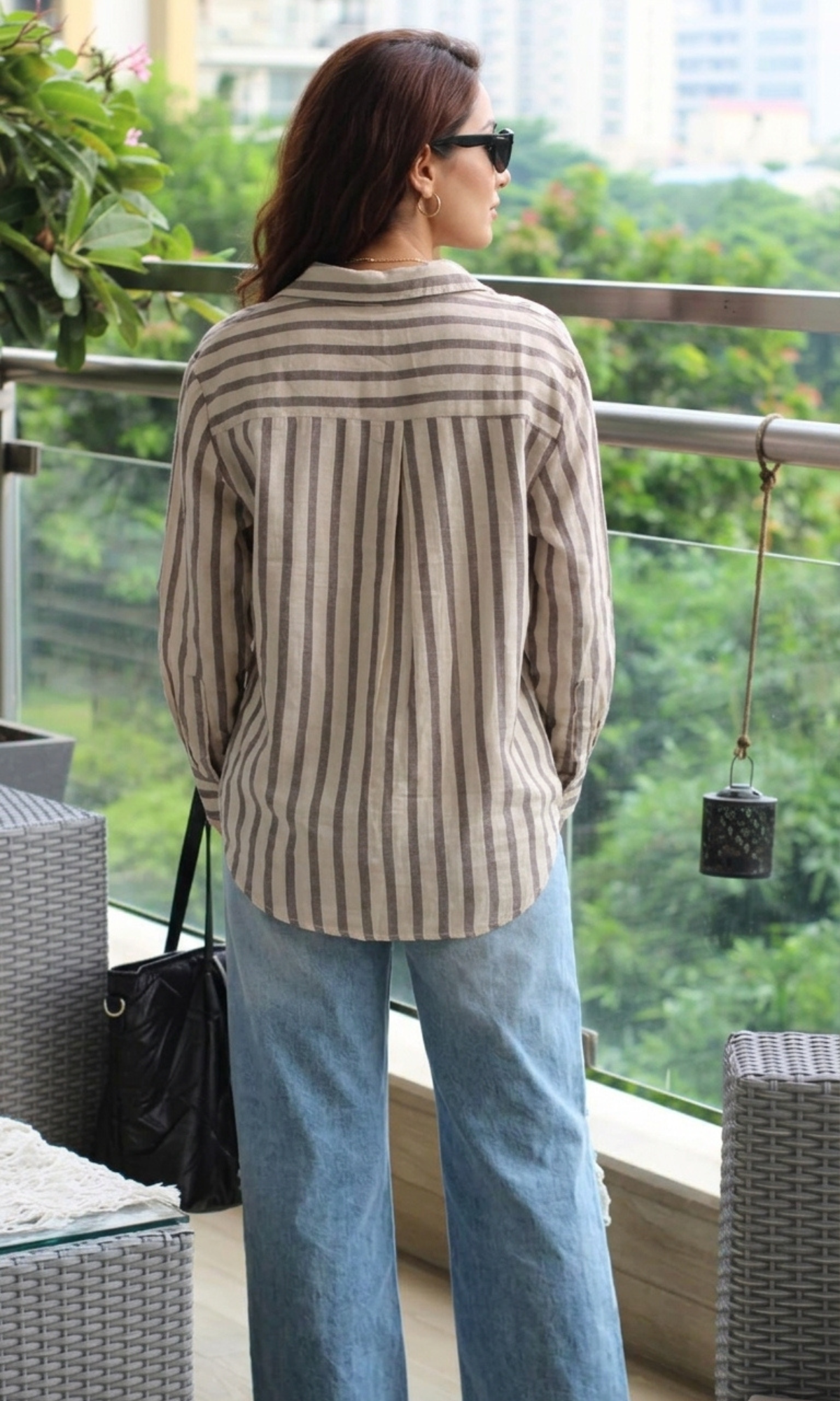 Taupe Smoke Striped Shirt