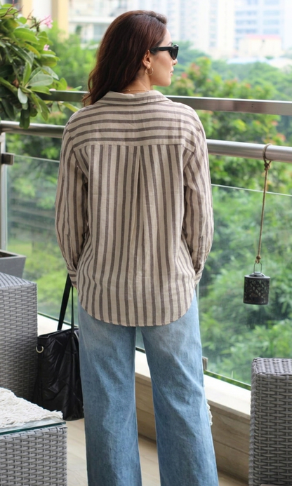 Taupe Smoke Striped Shirt