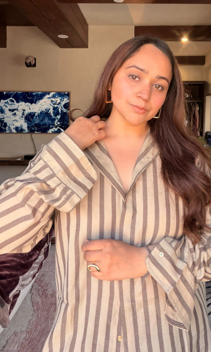 Taupe Smoke Striped Shirt