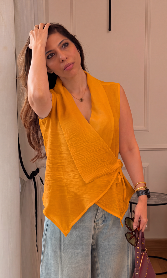 Amber Asymmetric Wrap Top