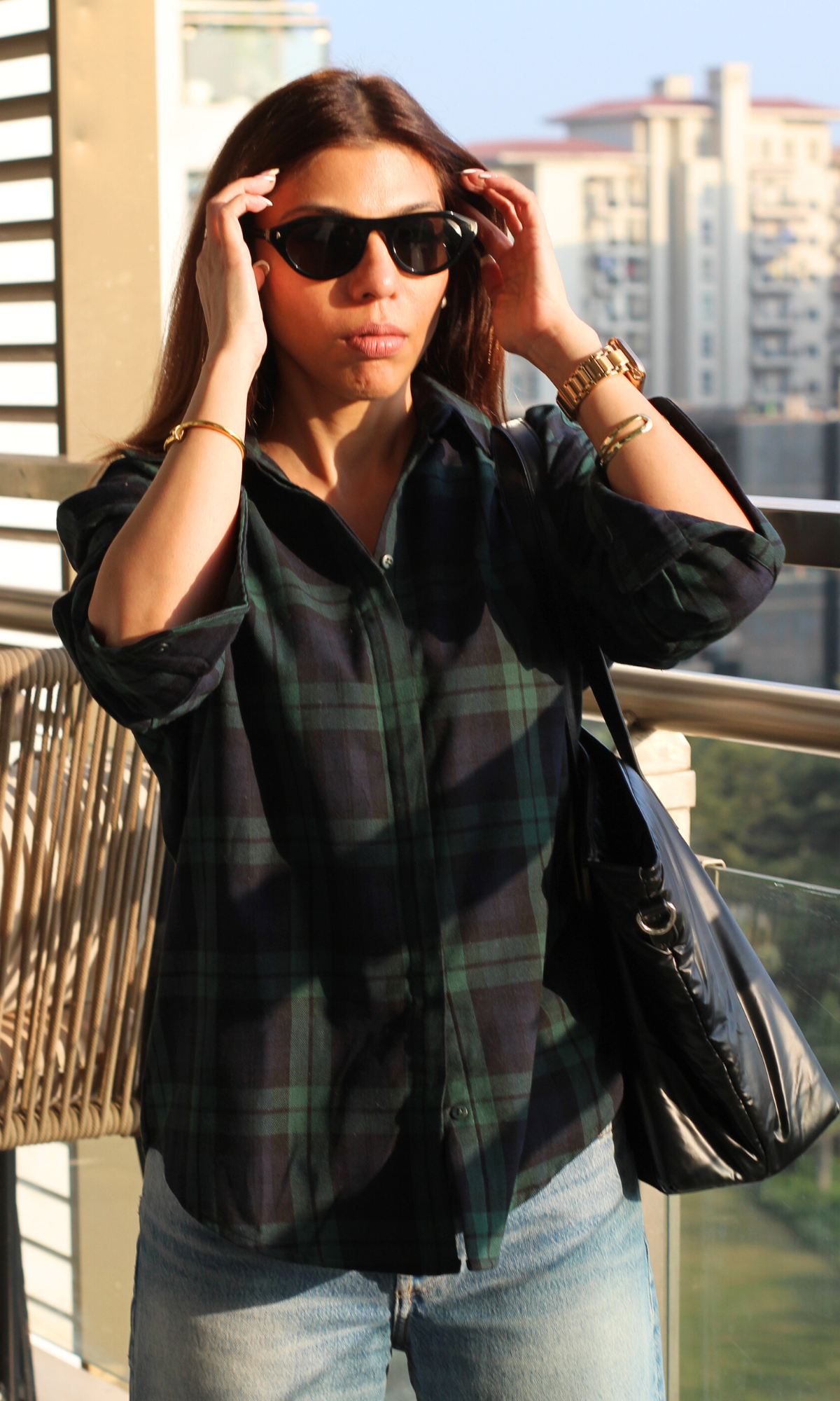 Green Blue Plaid Checked Shirt