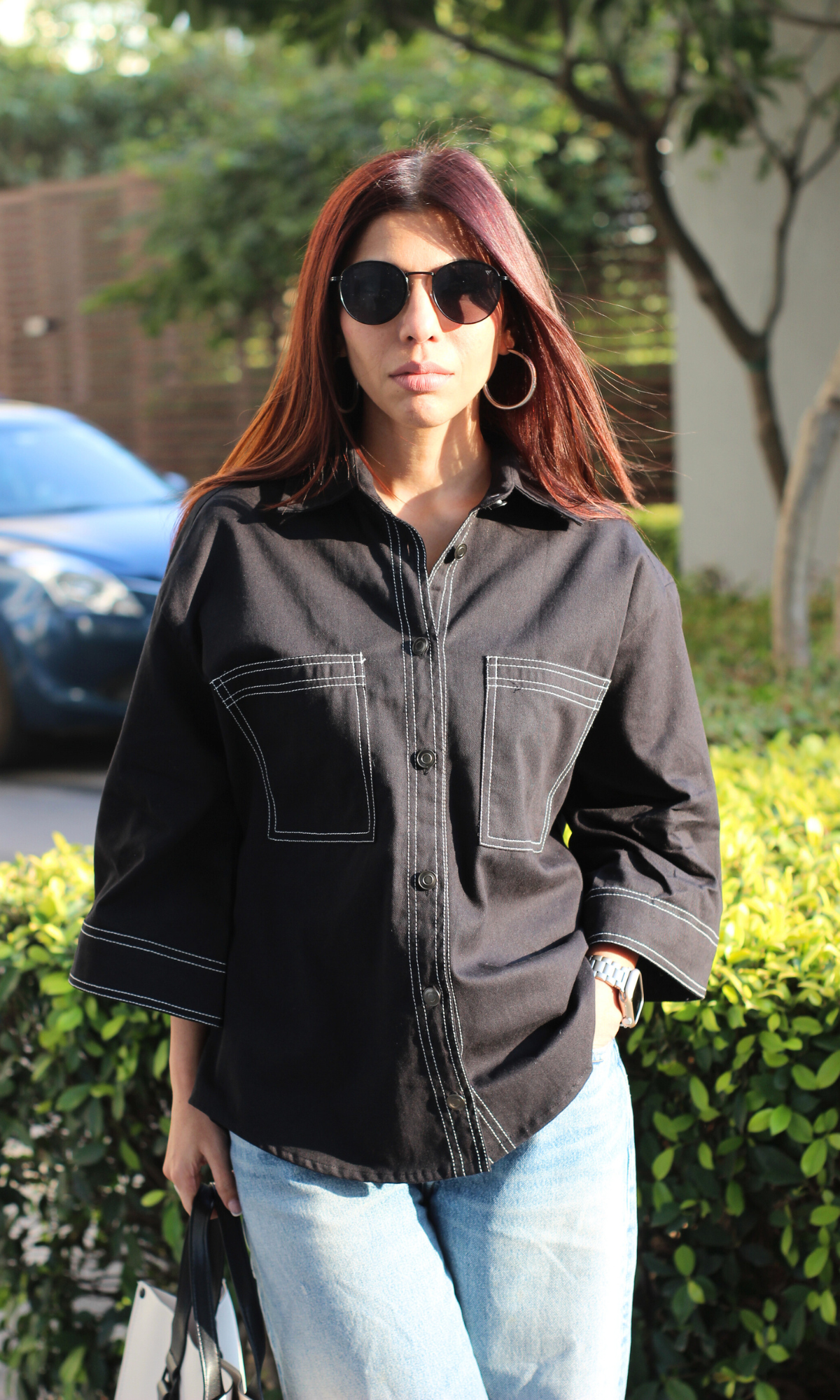 Thread Detail Black Shirt