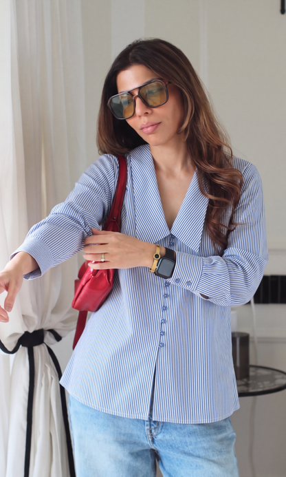 Midnight Navy Oversized Collar Shirt