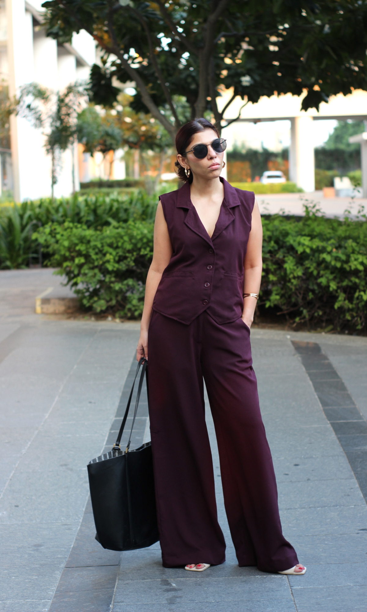 Wine Collared Waist Coat and Pants