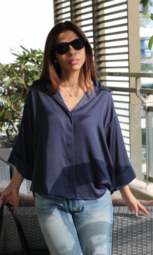 Indigo Sheen Loose Shirt