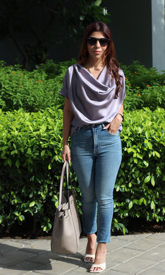 Steel Lavender Cowl Neck Top