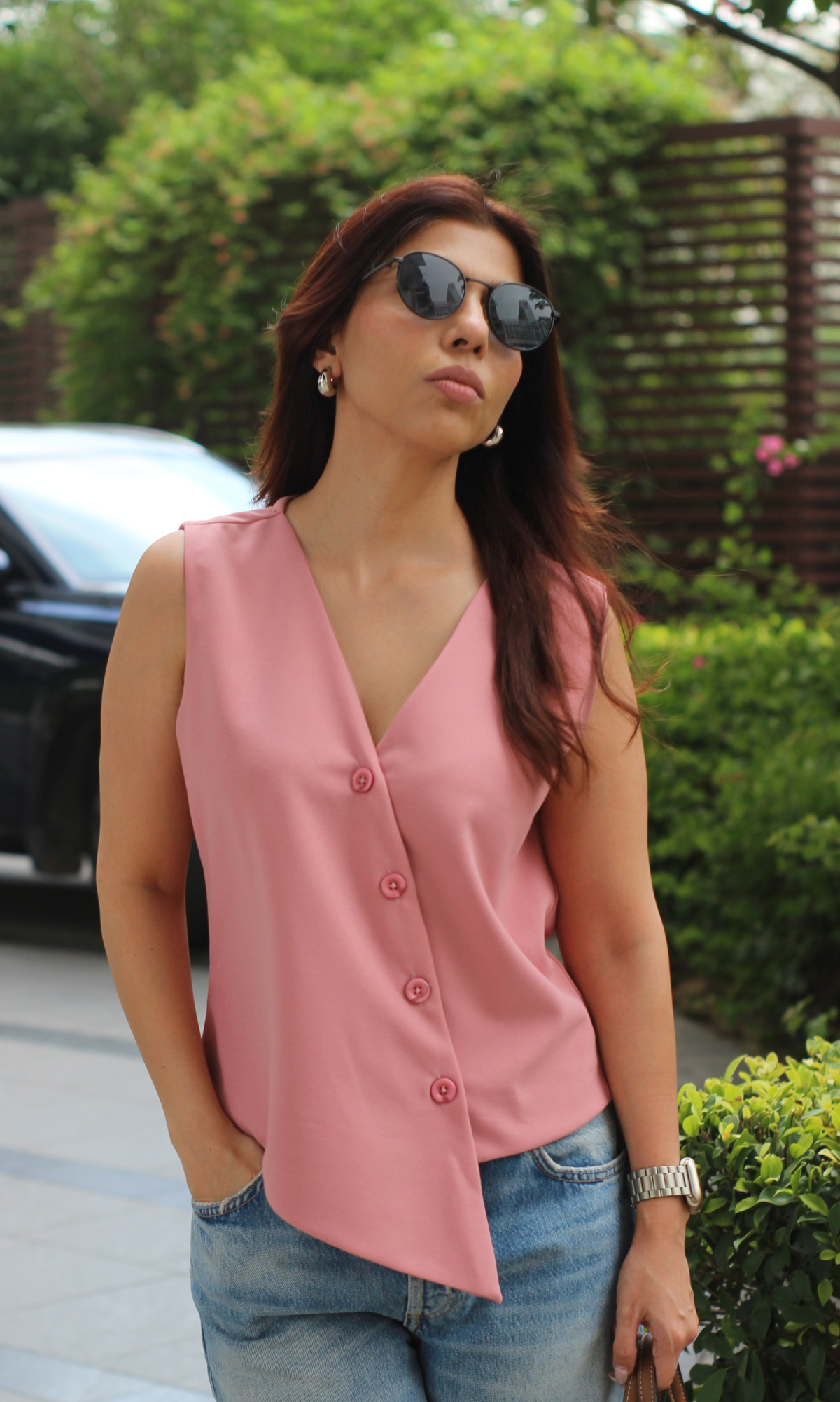 Puce Pink Side-Cut Waist Coat