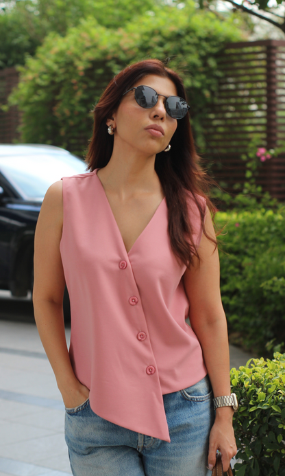 Puce Pink Side-Cut Waist Coat