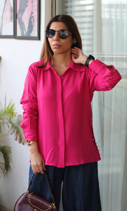 Pink Side-Buttoned Shirt