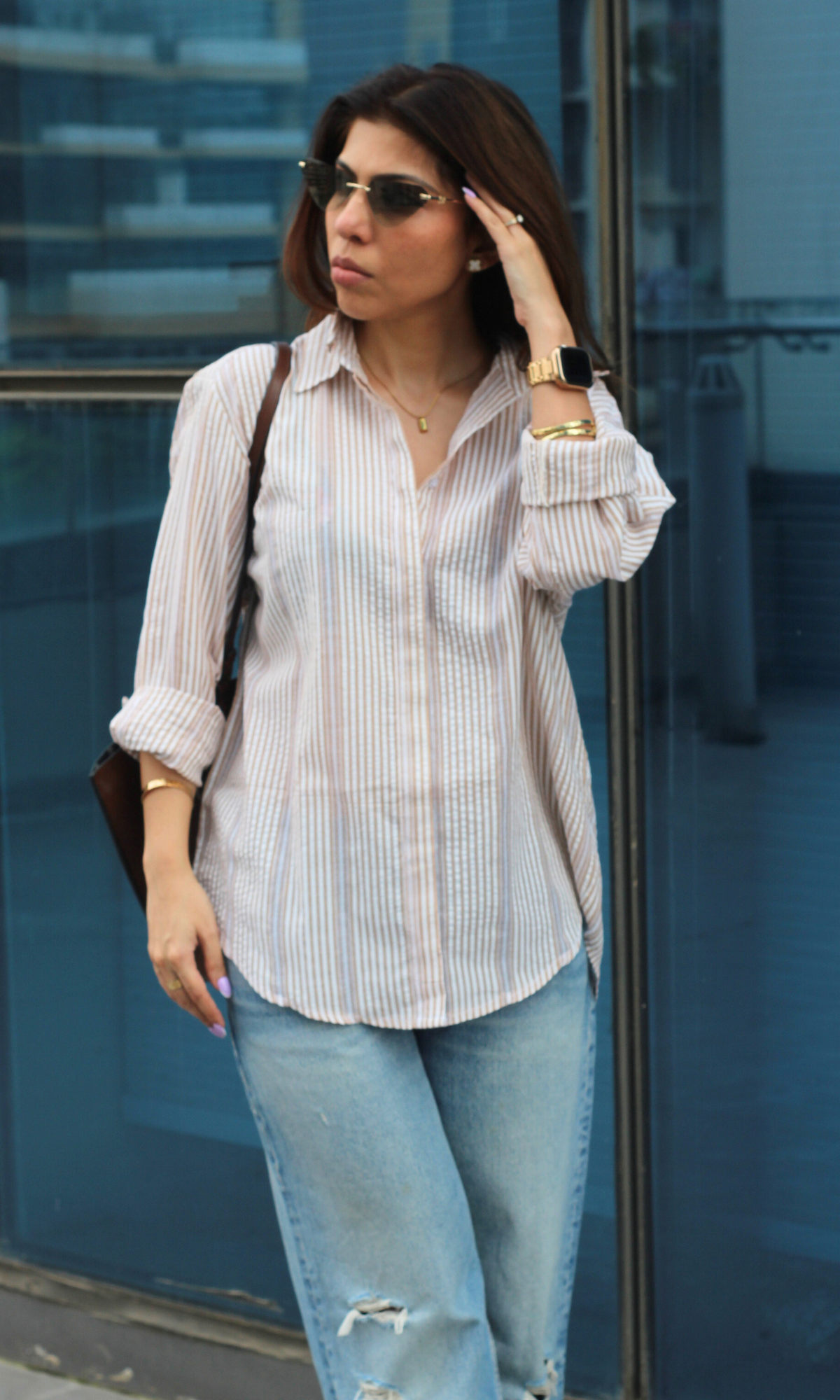 Oat & White Dobby Striped Shirt