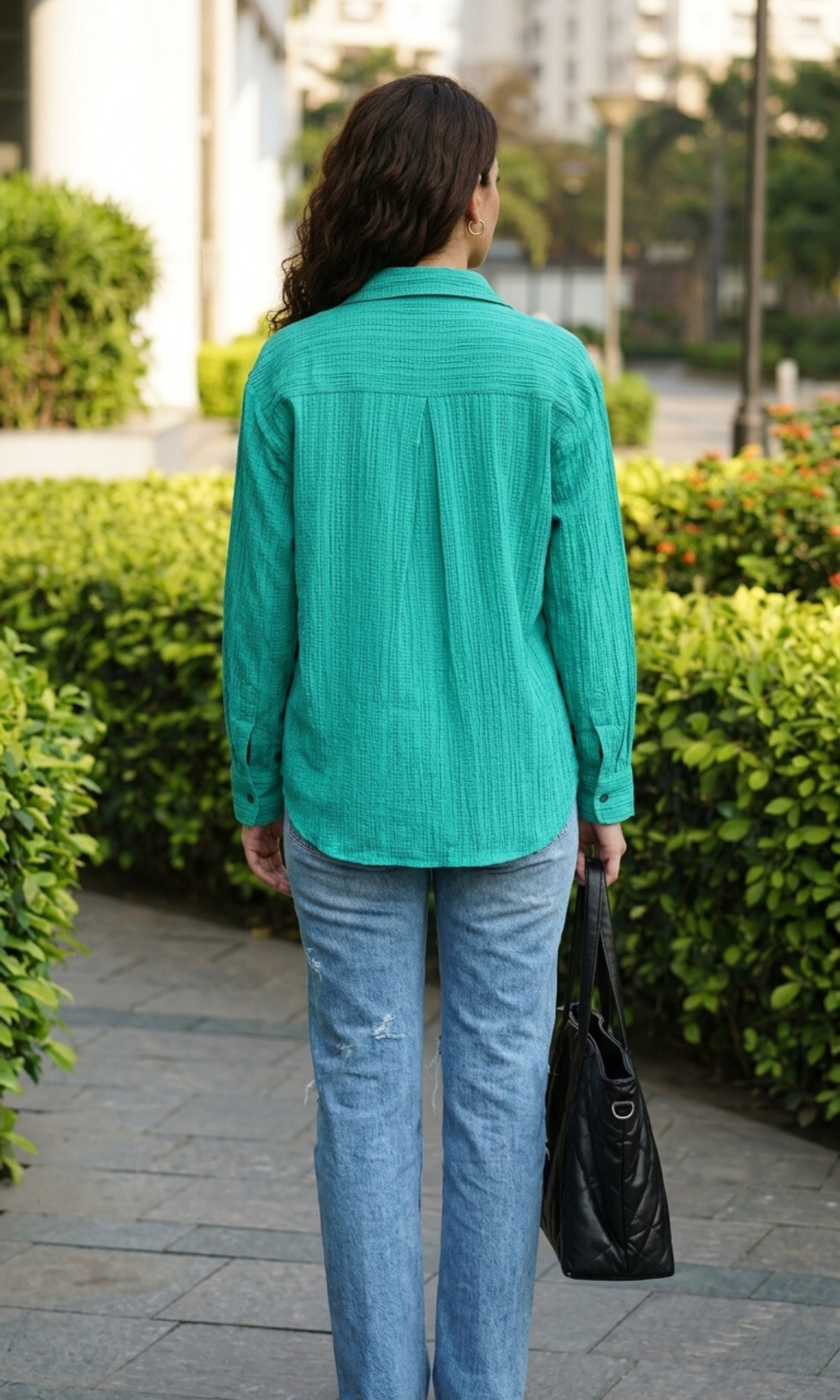 Turquoise Green Crinkled Shirt