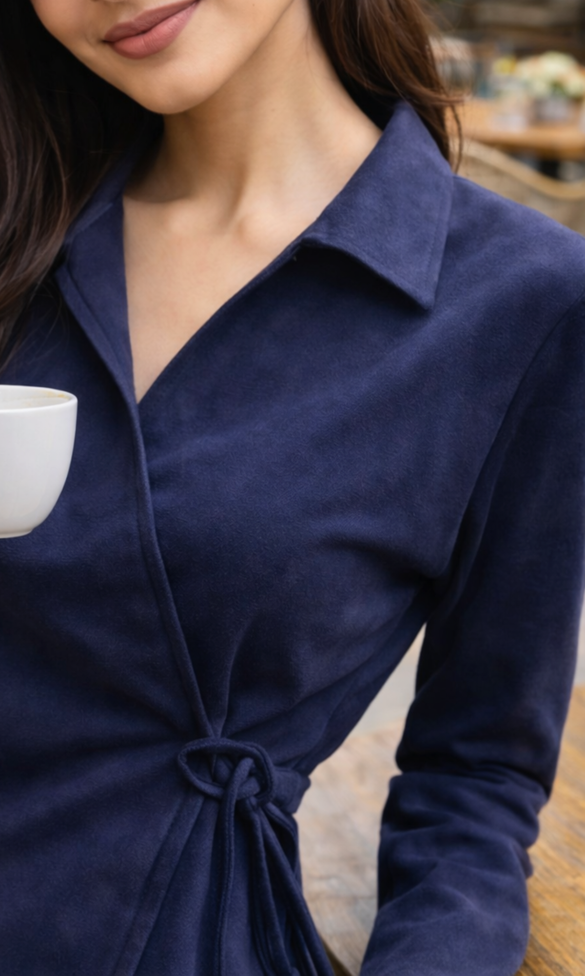 Blue Suede Kimono Top
