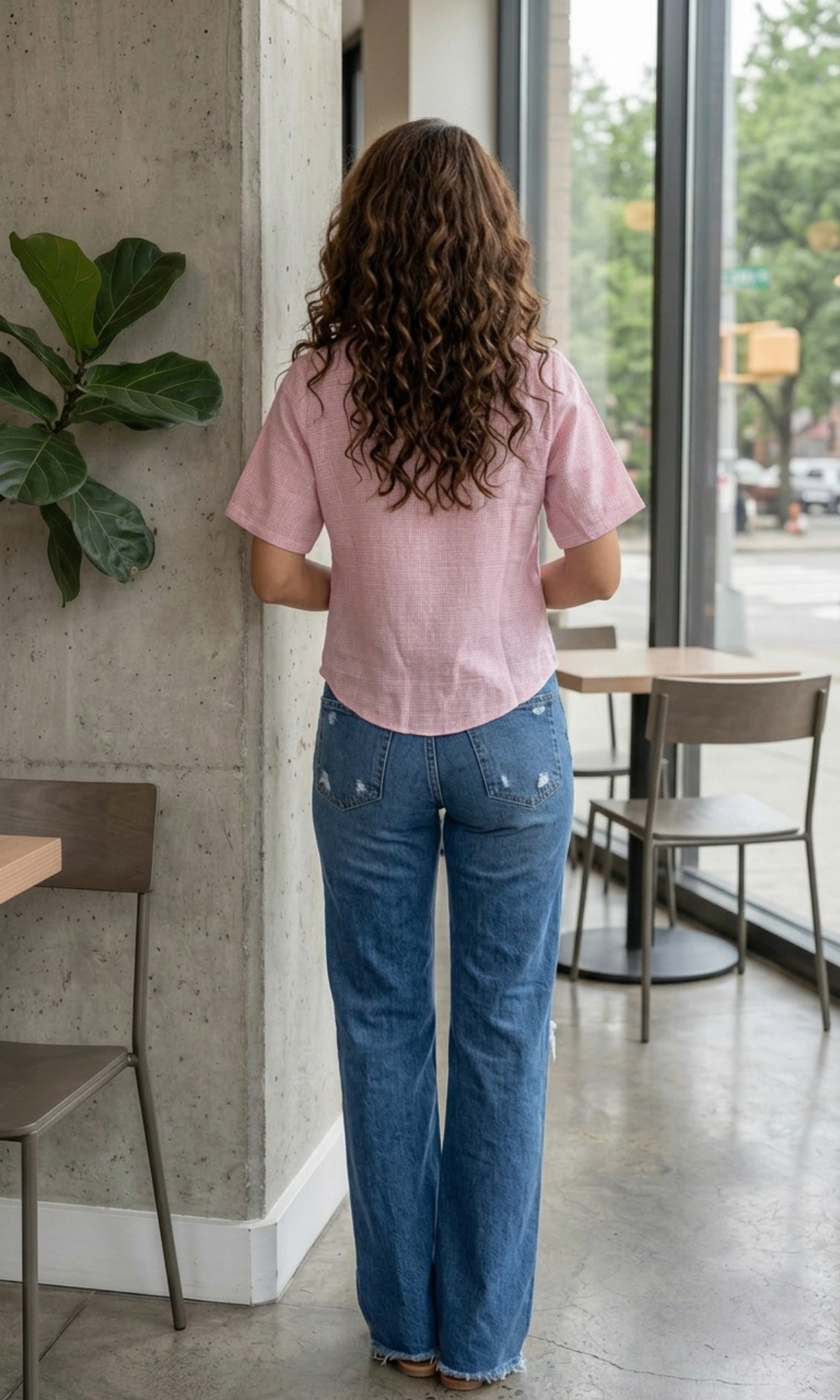 Soft Pink Weave Sleeved Cotton Waistcoat