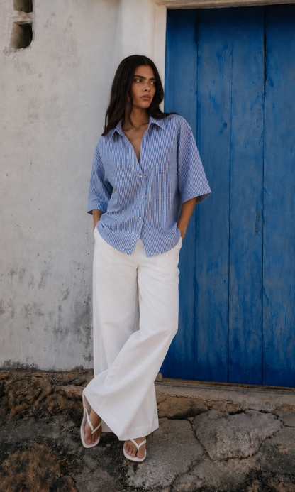 Blue Check Loose Shirt