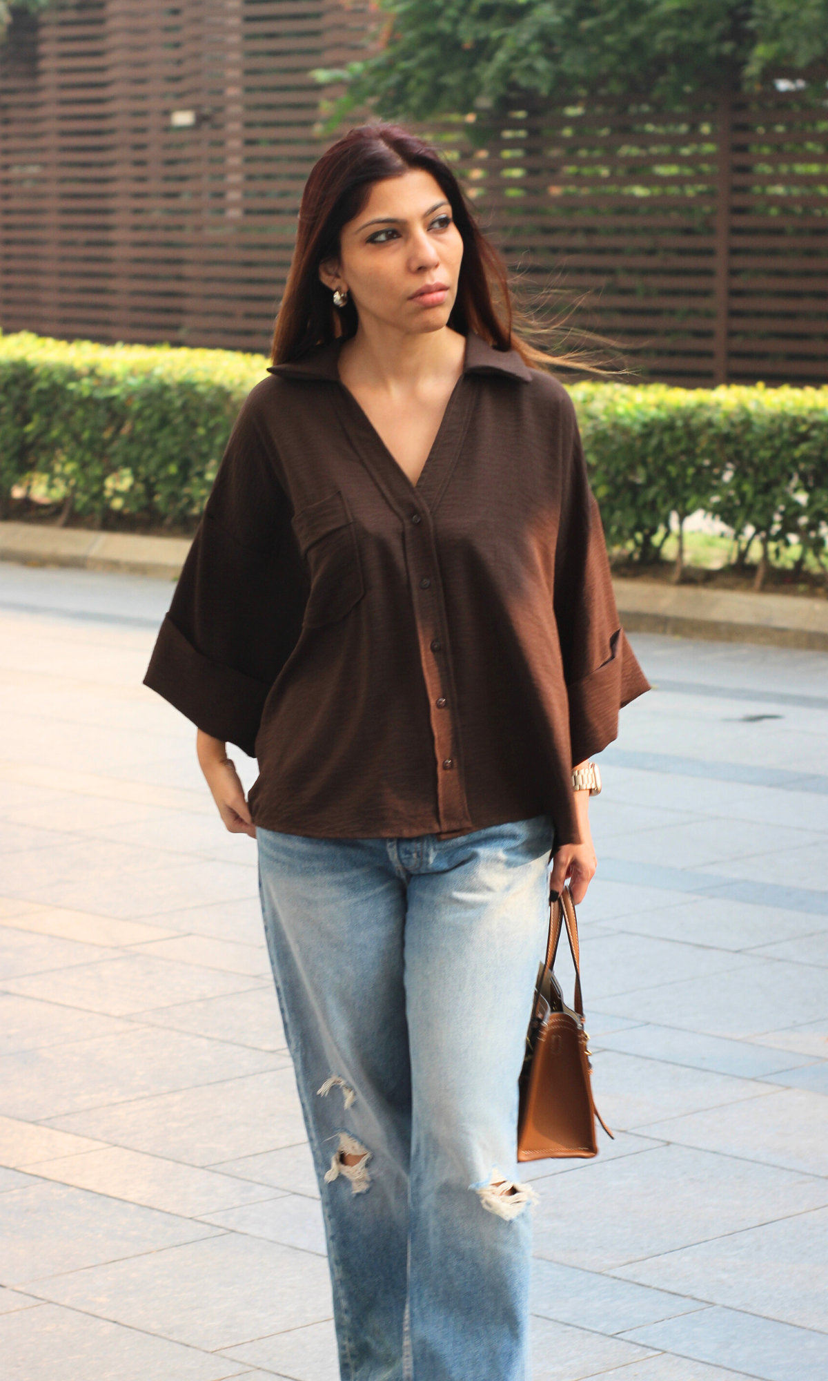 Brown Flowing Shirt