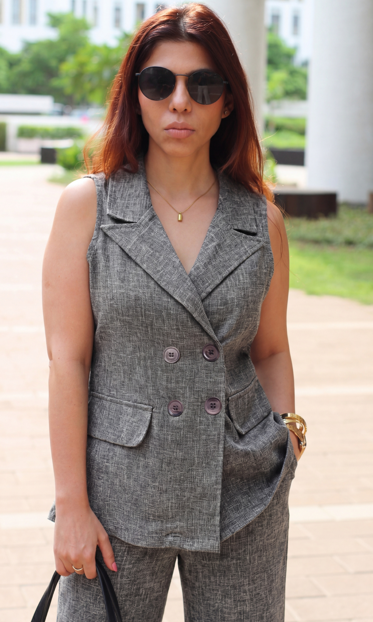 Charcoal Grey Waistcoat and Flared Pants Co-ord