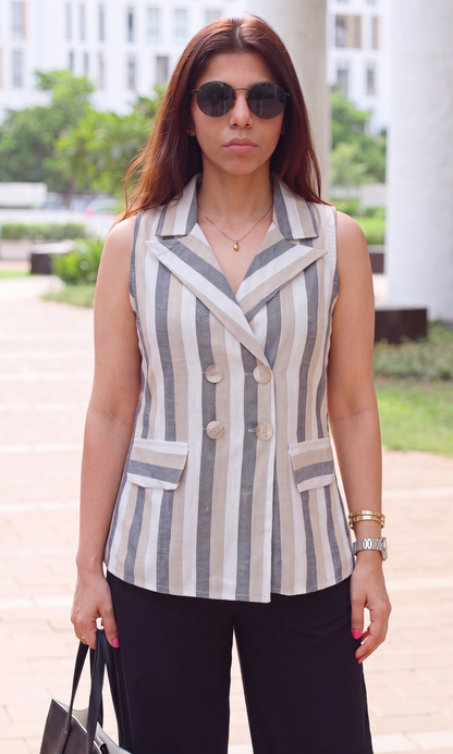 Striped Double-Breasted Waistcoat