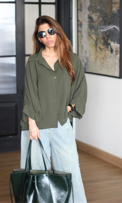 Olive Balloon Shirt