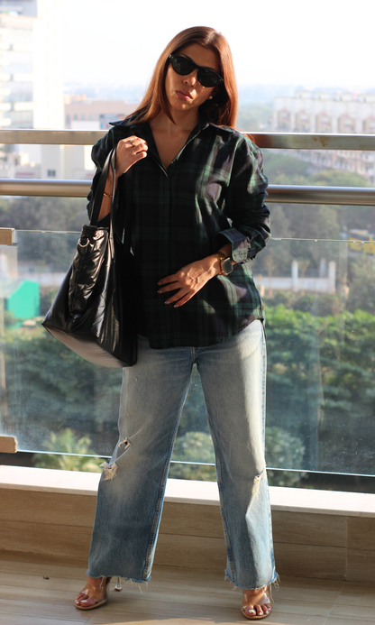 Green Blue Plaid Checked Shirt