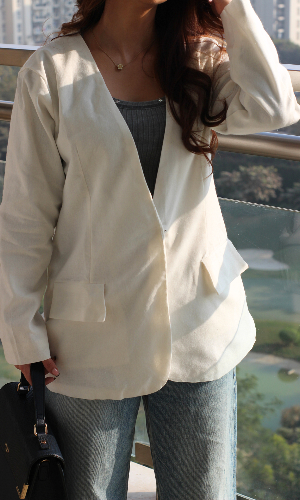 Pearl Structured Linen Blend Blazer