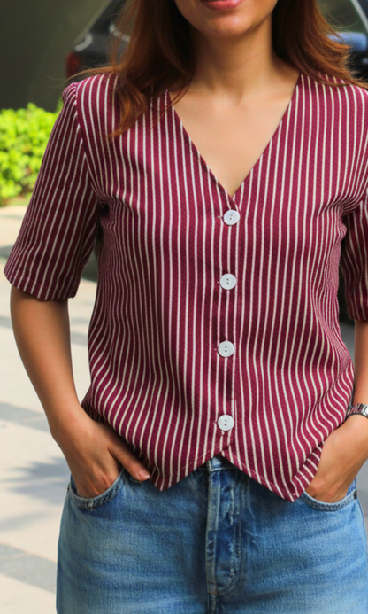 Wine Parallel Sleeved Waist Coat