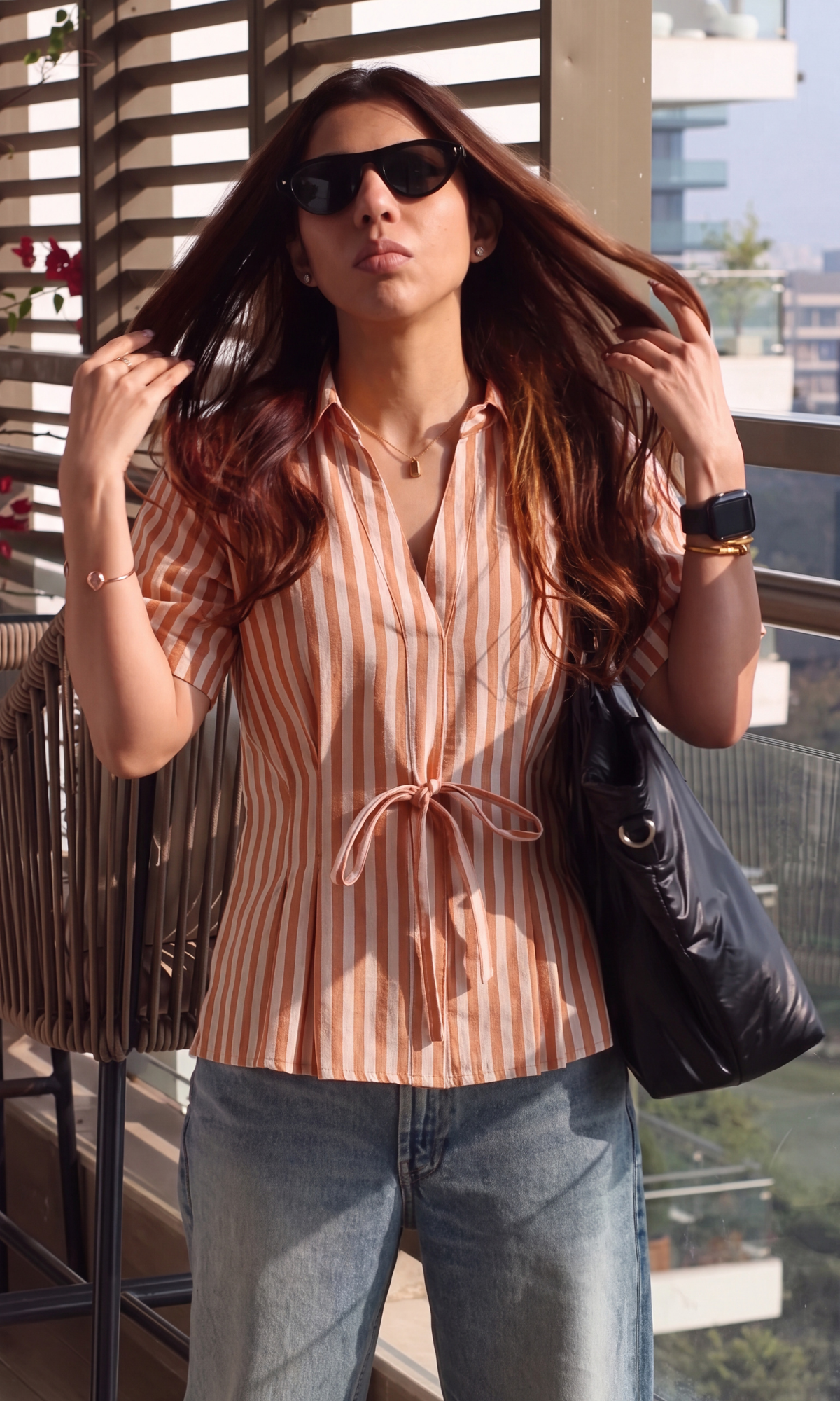 Rust Two Tone String Detail Top