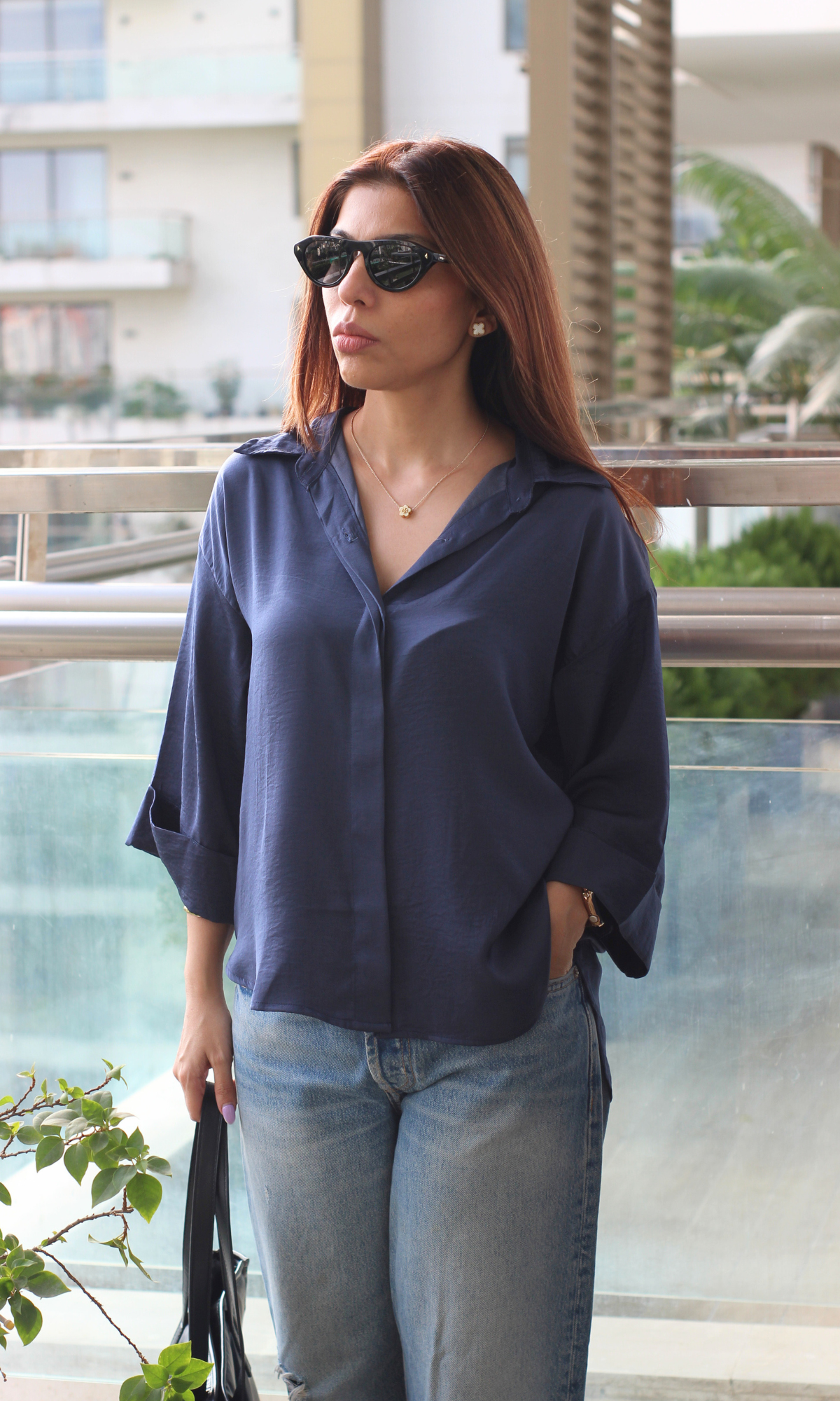 Indigo Sheen Loose Shirt