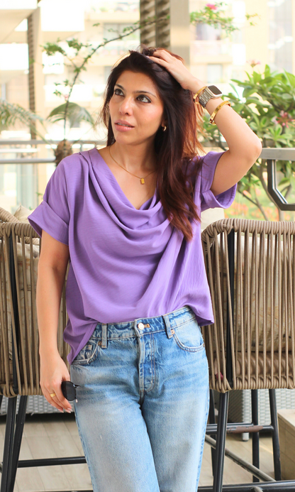 Wisteria Flowing Cowl Neck Top