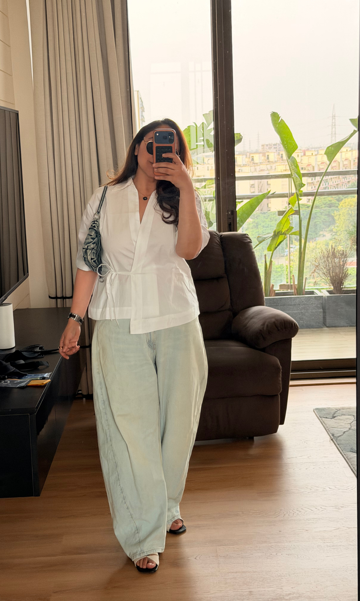 Dove Grey Side-Tie Blouse