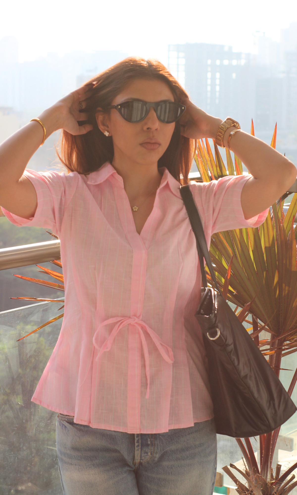 Pink Haze Tie Detail Top