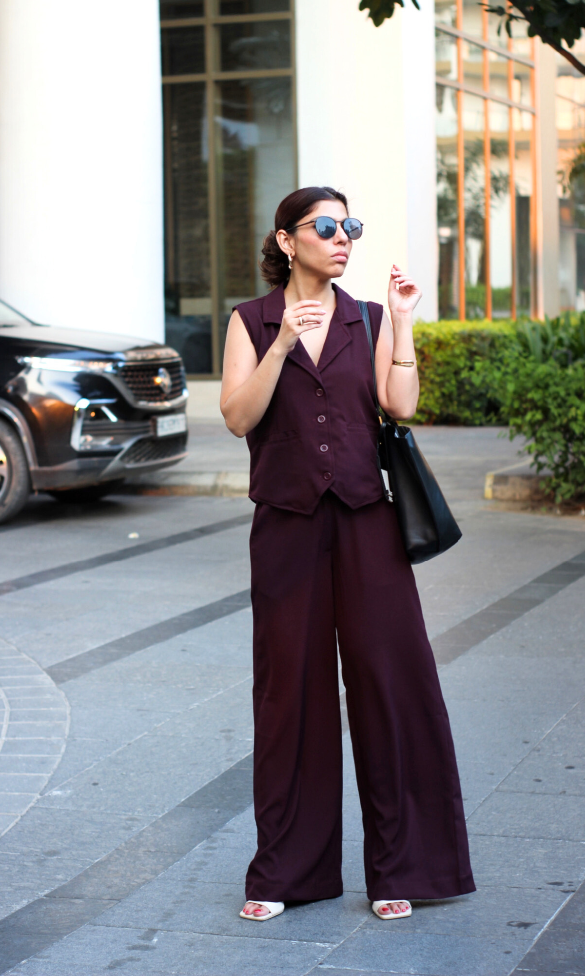 Wine Collared Waist Coat and Pants