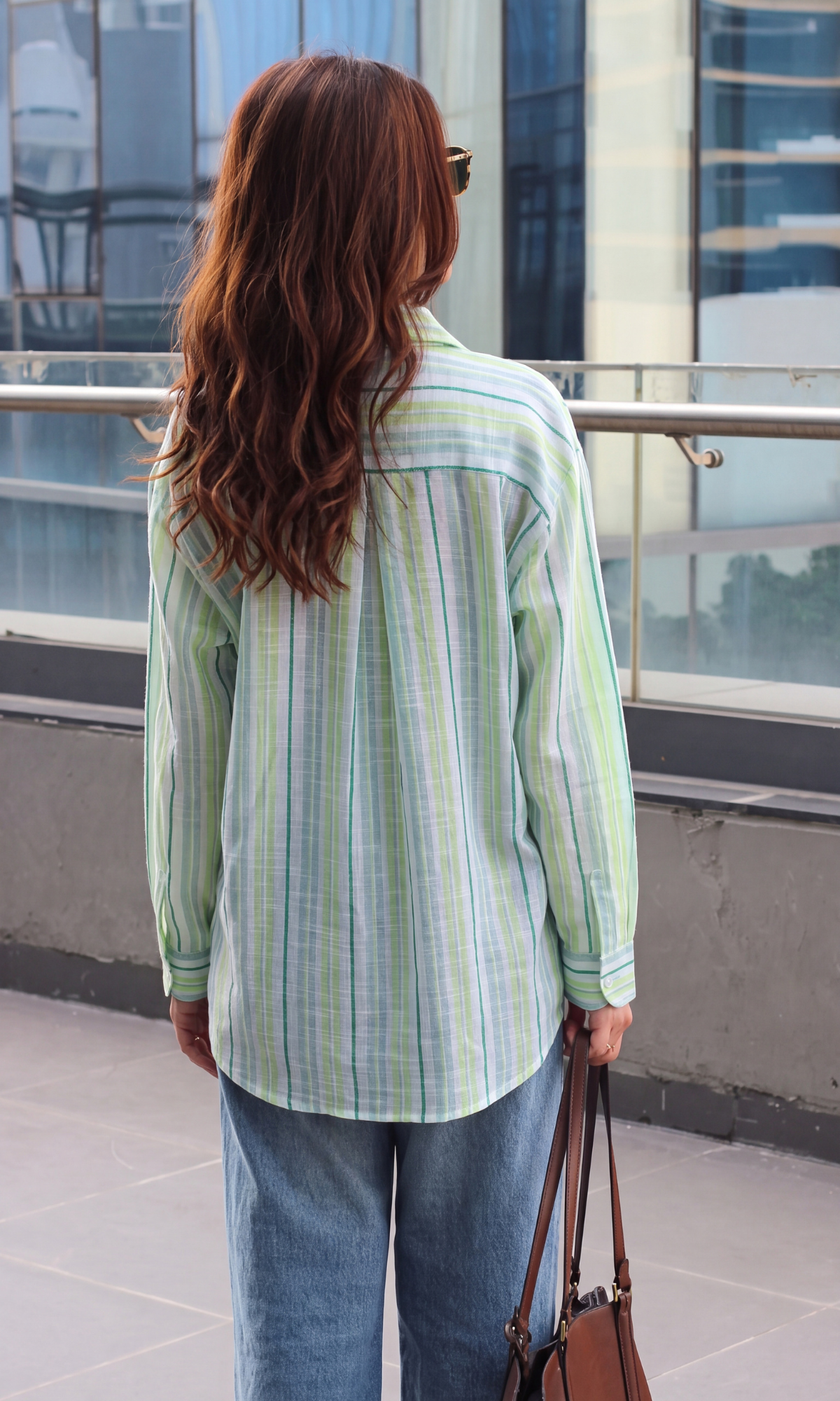 Lime Stripe Hidden Placket Shirt