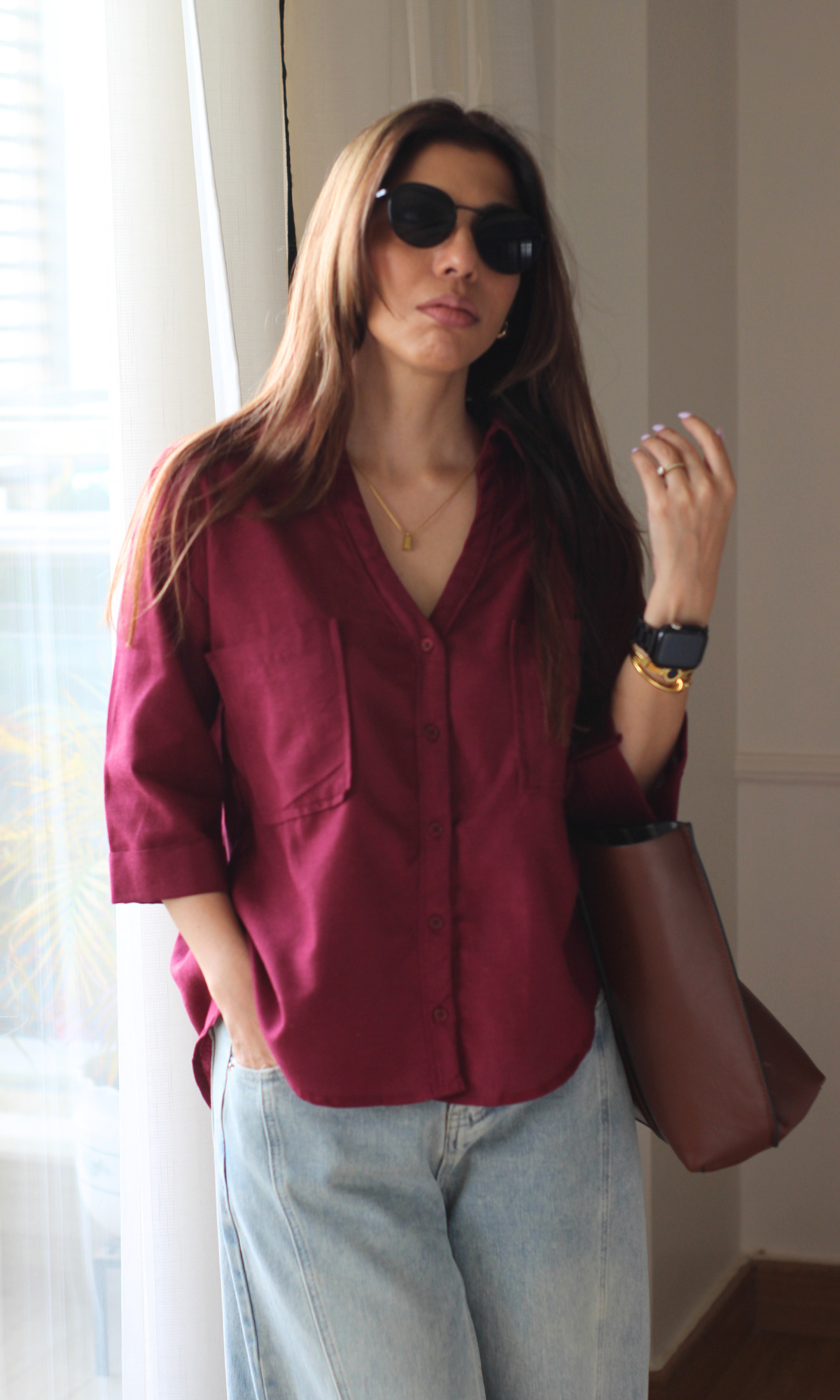 Mulberry Wine Loose Shirt