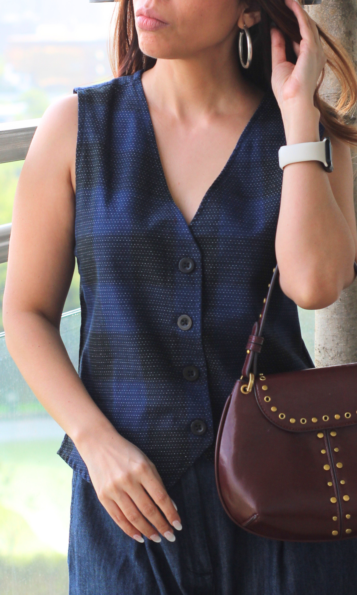 Blue Noir Checked Cotton Waistcoat