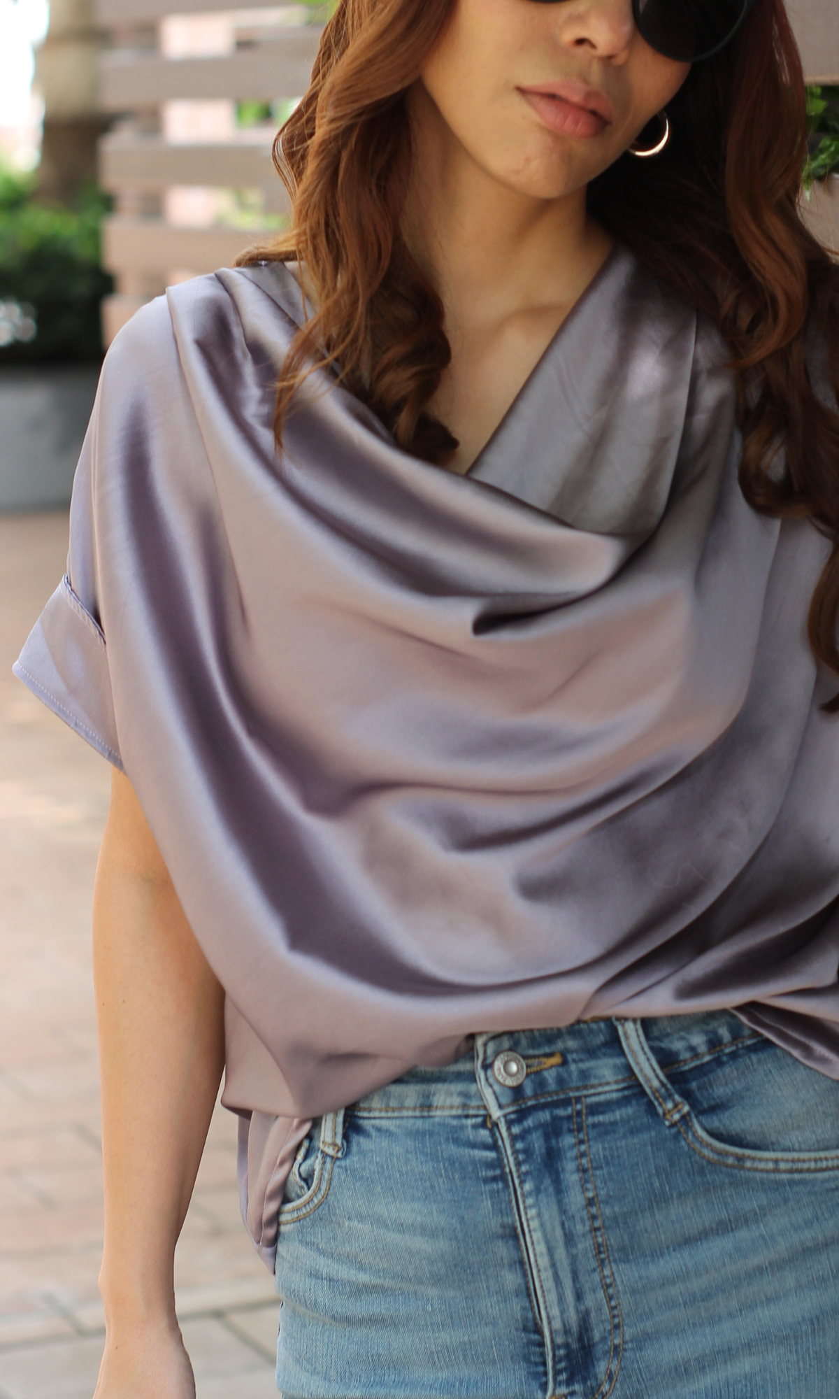 Steel Lavender Cowl Neck Top