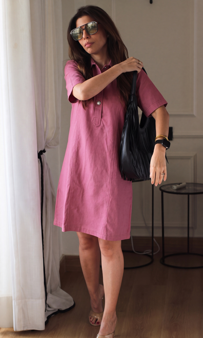 Pink Tailored Polo Mini Dress